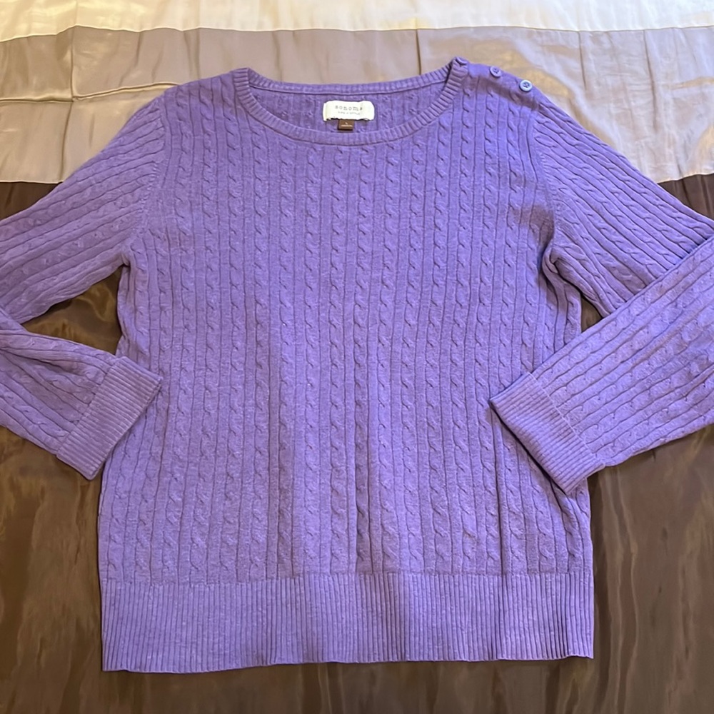 Sonoma Purple Cable Knit Sweater